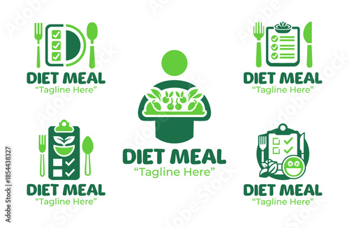5 Diet Meal Plan Logo Set Healthy Eating Branding Collection