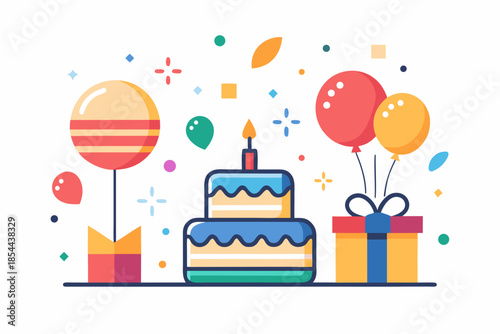 birthday cake balloon gift icon