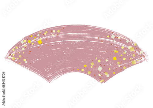 金箔をちりばめた筆タッチの扇形フレーム/くすみピンク