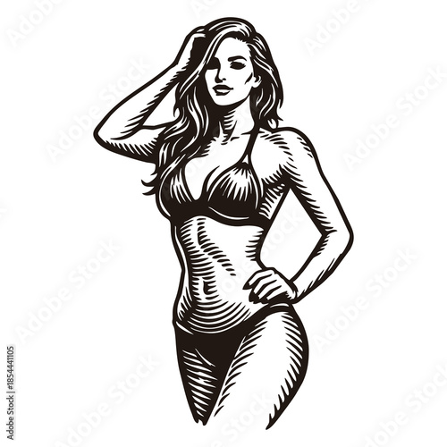 Attractive woman posing in a bikini with a confident stance.