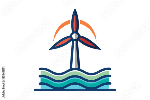 offshore wind energy turbine icon