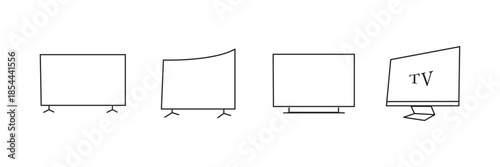 Smart TV icon collection, 4K, HD, Curve, Slim TV LED, Remote, editable file vector, television icon set, lcd flat icon collection design vector. TV Monitor Screen Icon Set Vector Illustration.