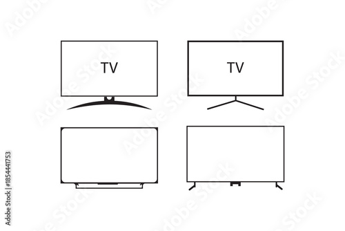 Smart Tv icon set. Television and Monitor Screen Display Icon Set. Minimal television and monitor screen icon set, suitable for UI, app, dashboard and presentation design.