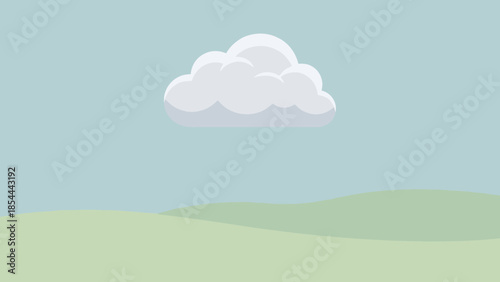Minimal Cloud Floating Above Serene Landscape.