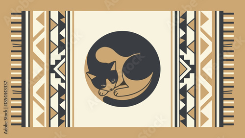 Koi Fish Silhouette In Circular Decorative Artwork.