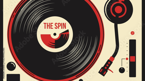 Vintage vinyl record spinning on a turntable.