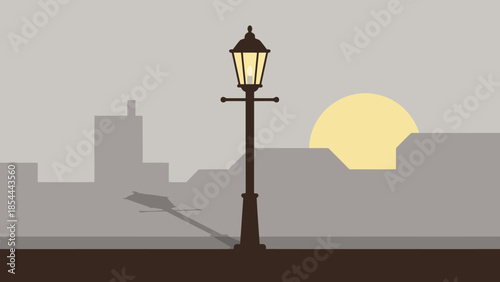 Silhouette Street Lamp Post at Sunset.