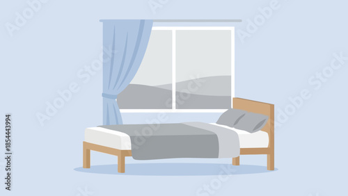 Cozy bedroom bed setup with simple furnishings.