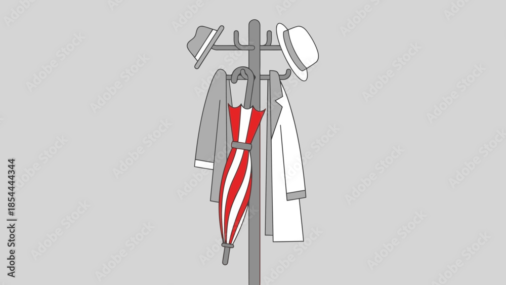 Obraz premium Clothes on a Vintage Coat Rack in Minimal Studio.