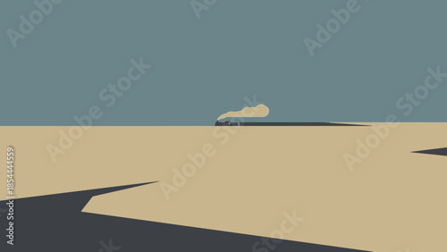 Minimal Desert Sand Dune Landscape With Horizon.