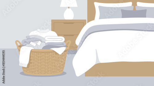 Cozy bedroom bed with soft pillows and duvet.