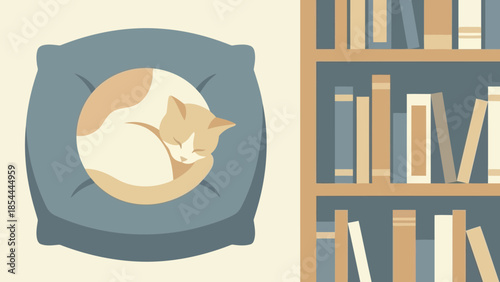 Sleepy Cat Resting On Soft Pillow.