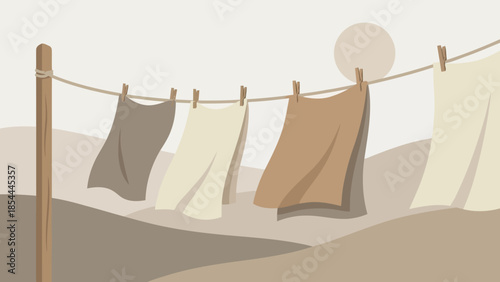 Clothes Drying on a Simple Outdoor Line.