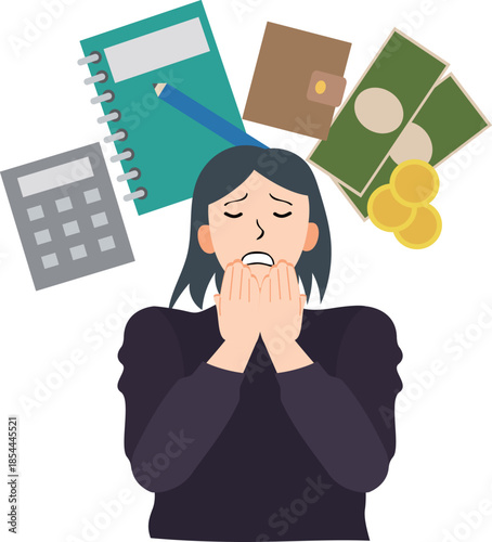 Housewife Worried About Household Budget and Expenses / Ama de Casa Preocupada por el Presupuesto Familiar / Dona de Casa Preocupada com o Orçamento Doméstico