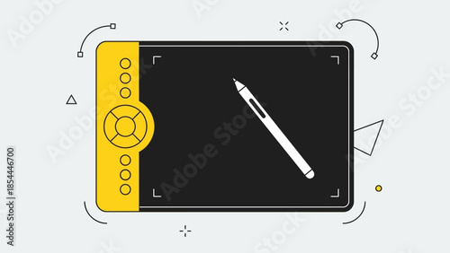 Tablet with Stylus for Digital Drawing on Screen.