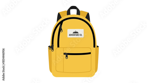 Yellow Backpack with Front Pocket and Straps.