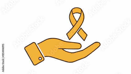 Symbolic illustration of a hand gently holding an awareness ribbon, representing support, solidarity, and hope for health campaigns and charitable causes