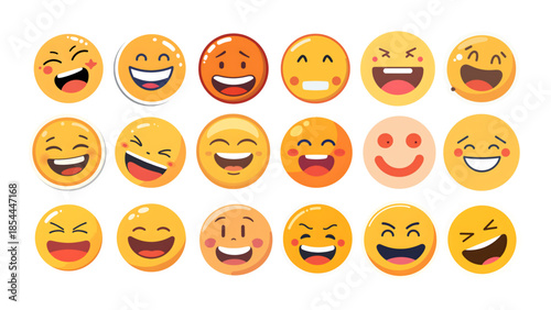 laughing emoticon vector set