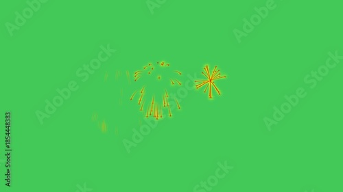 Golden Sparkling Firework Explosions With Glittering Particles For Celebration And Holiday Video Editing Isolated On Green Screen
