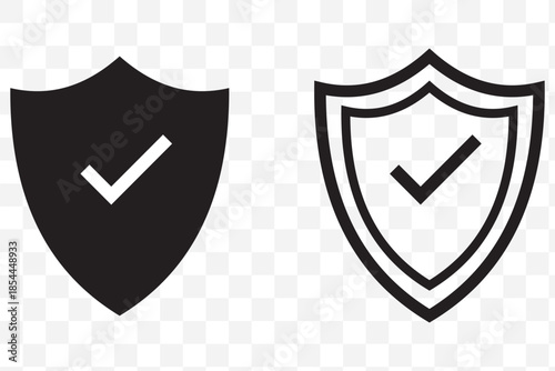 Shield check mark icon. flat and line style collection.
