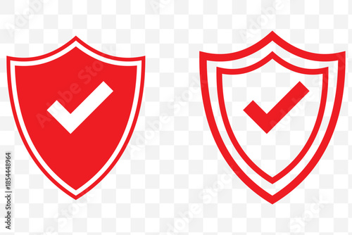 Shield check mark icon. flat and line style collection.