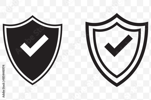 Shield check mark icon. flat and line style collection.