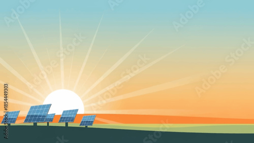 Solar Energy Array Against a Sunset Sky Promoting Sustainable Power and Renewable Resources