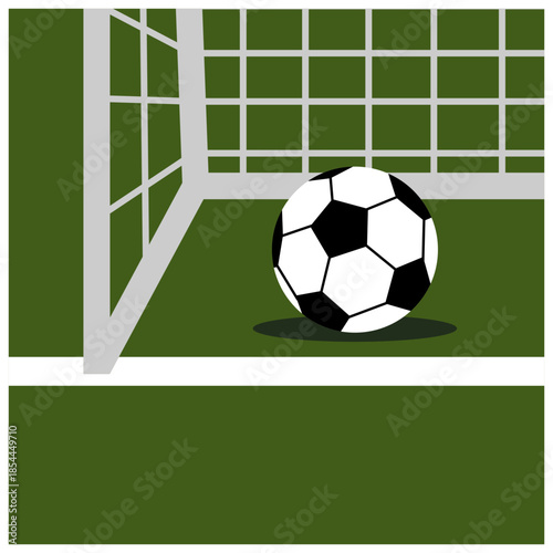 Soccer Ball in Goal Net Illustration. Editable Color Vector