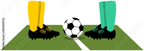 Soccer Kick Off Illustration. Editable Color Vector