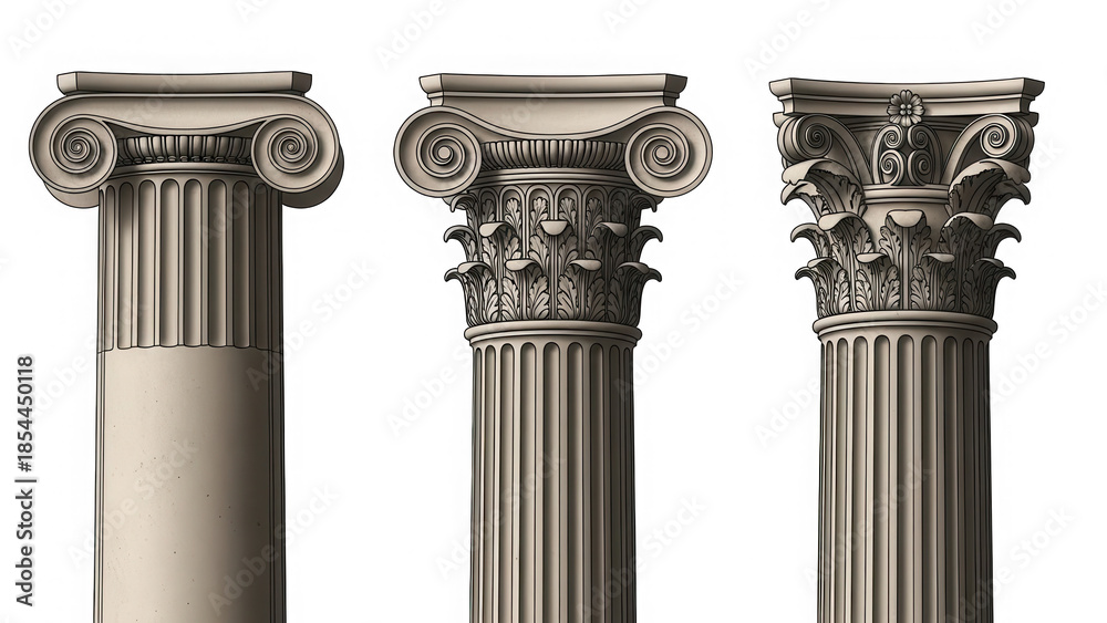 Fototapeta premium Classical columns design isolated on transparent background