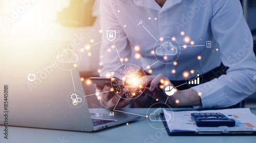 Tableau sur toile Digital transformation technology strategy, IoT, internet of things