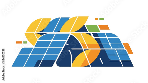 Illustrative representation of solar panels and energy solutions promoting environmental conservation