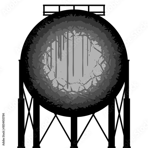 Oil or gas storage tank icon. Earth day and save the world, zero waste concept. Growth, sustainability, environmental care, protection and nature conservation.