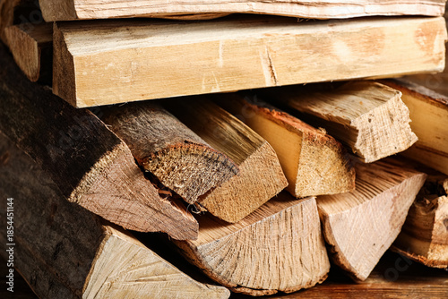 Stack of firewood logs as b...