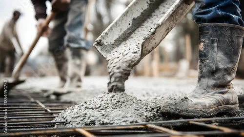 Wallpaper Mural Construction workers pouring concrete on a building site Torontodigital.ca