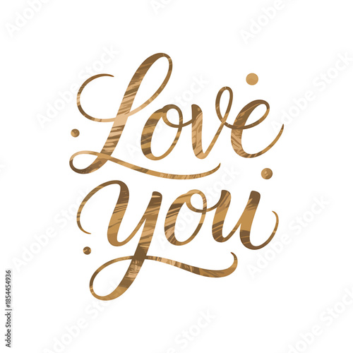 Golden calligraphy of love you with elegant script and sparkling details
