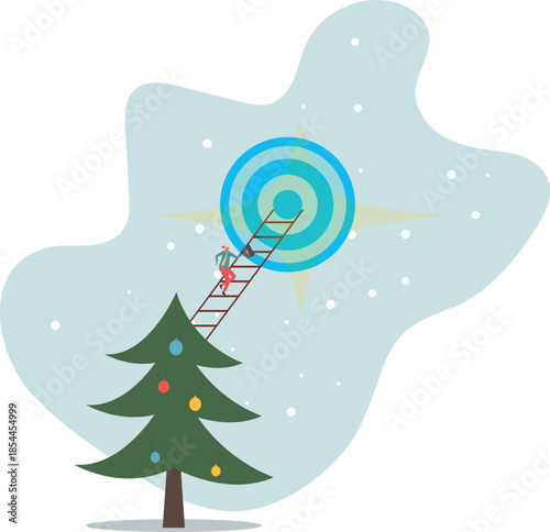 Climb up ladder to reach target or goal, aspiration to success, growth or aiming to achieve target, objective or purpose, motivation to winning .life and employment of people.