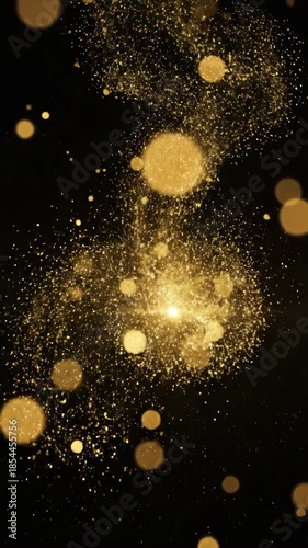 Golden Sparkle Dust Particles And Bokeh Effects On Black Background Subtle Motion With Soft Glow