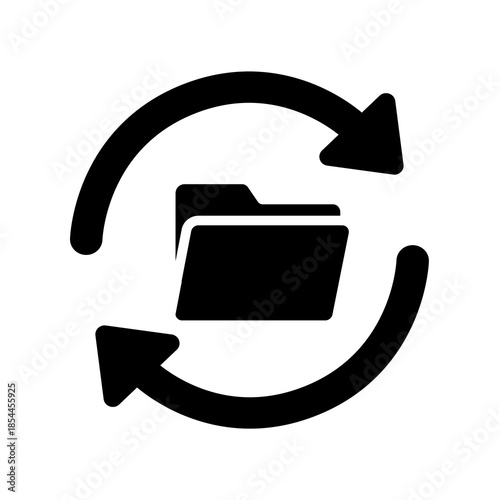 A folder with sync arrows, symbolizing file synchronization, continuous backup, data updating, cross-device access, and organized file management within shared systems.