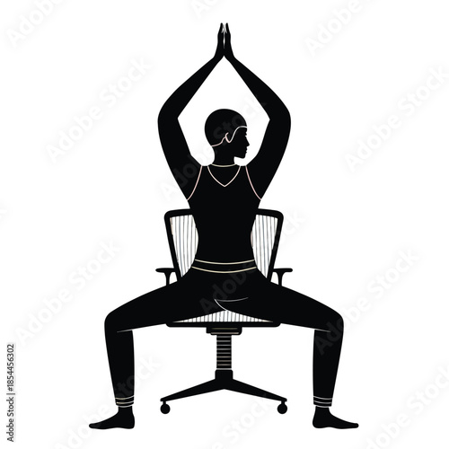 Black and white vector illustration of a woman doing yoga