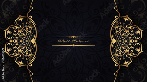 Luxury black mandala background, round decoration