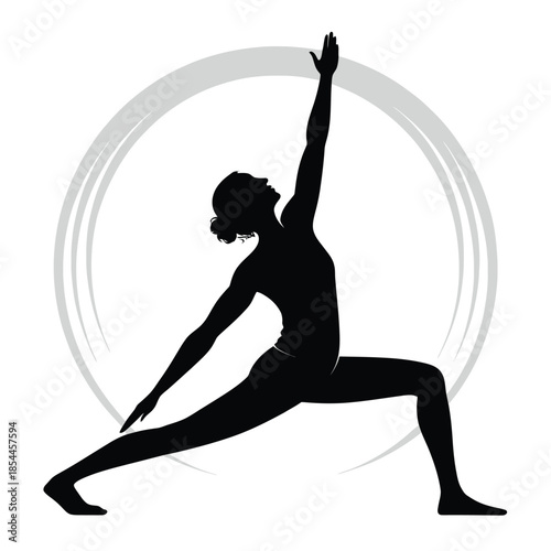 Black and white vector illustration of two women in yoga poses