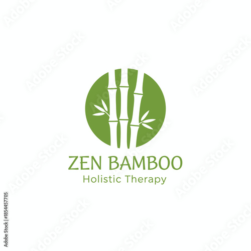 Minimalist zen bamboo logo symbolizing balance, nature, and calm, representing holistic therapy, wellness, mindfulness, and natural healing harmony.