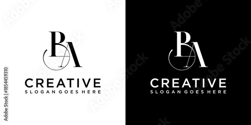 BA or AB initial letter logo design vector