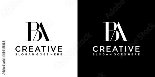 BA or AB initial letter logo design vector