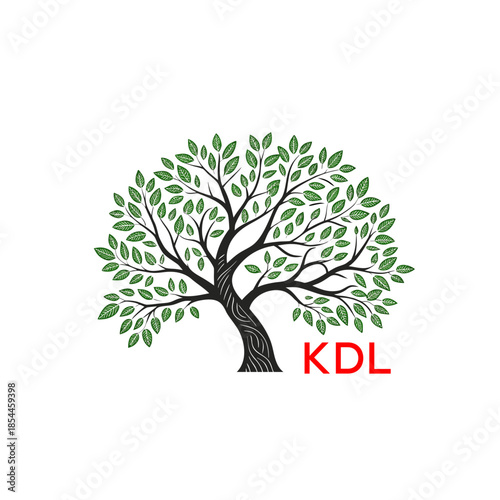 Green Tree of Life Logo Design KDL Later Logo , Natural Environment Tree Branding, Sustainable  Tree Logo
