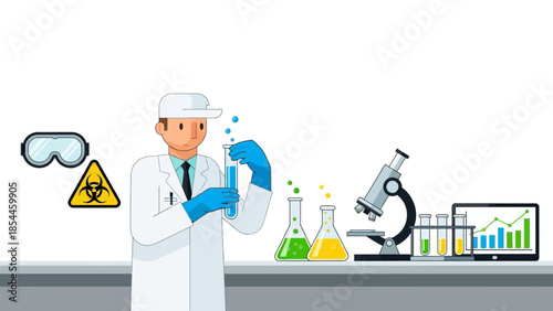 Scientist Conducting Experiment in Modern Laboratory with Equipment