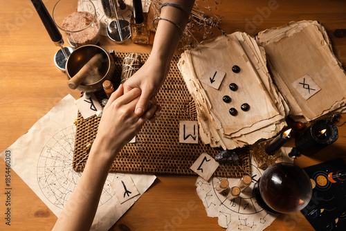 Fortune teller reading woma...