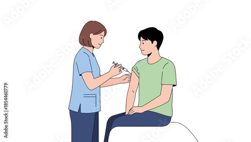 Healthcare professional administering vaccine to patient in clinic setting