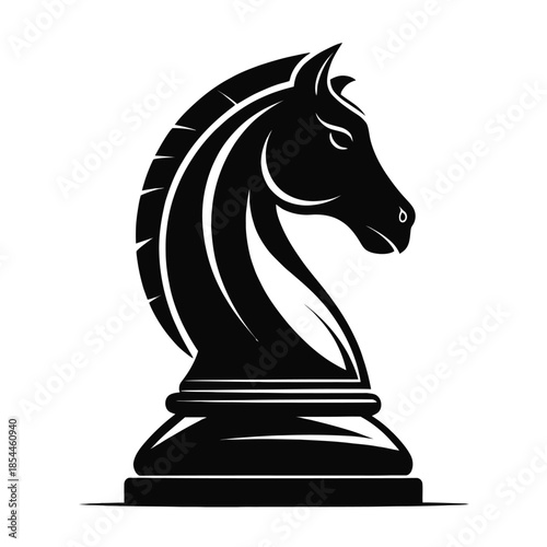 Black and white vector illustration of chess knight pieces